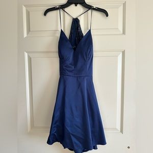 Navy satin HOCO Dress